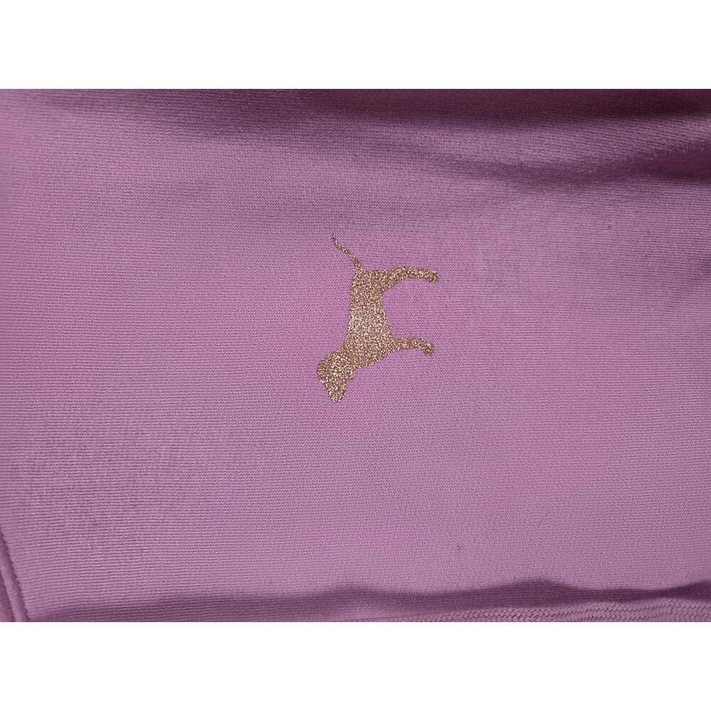 PINK Victoria's Secret Rose Pink Hoodie & Jogger Set with Gold Glitter Logo - Picture 3 of 8